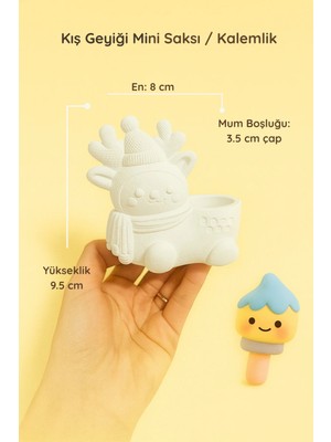 ColorBuddie Kış Geyiği Mini Saksı / Kalemlik – Boyanabilir Güçlü Beton Obje