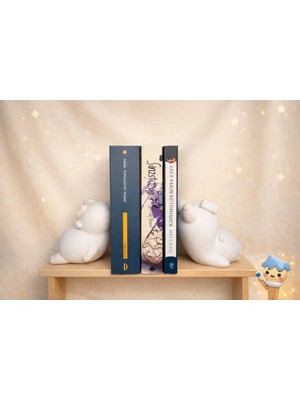 ColorBuddie Capybara Kitap Tutucu 2’li Set | Dekoratif Beton Bookend 11 cm