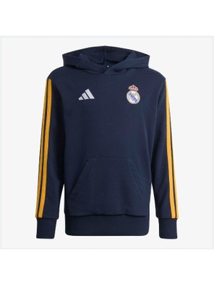 Adidas Real Madrid Çocuk Mavi Kapüşonlu Sweatshirt.-
