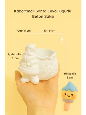 ColorBuddie Kabartmalı Santa Çuval Figürlü Beton Saksı – Boyanabilir