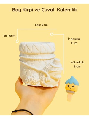 ColorBuddie Bay Kirpi ve Çuval Kalemlik – Güçlendirilmiş Seramik Saksı / Masaüstü Düzenleyici
