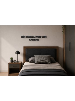 Boyutron Bir Teselli Ver Vur Kadehe Modern 3D Baskı Dekoratif Duvar Yazısı Tablo - Mat Siyah - 5 cm Yükseklik