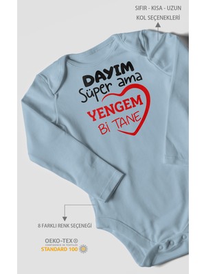 Morivo Kids Dayım Süper Ama Yengem Bir Tane Uzun Kollu Bebek Body %100 Pamuk