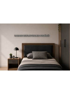 Boyutron Sabahı Bekleyenler Kulübü Modern 3D Baskı Dekoratif Duvar Yazısı Tablo - Grayy - 5 cm Yükseklik