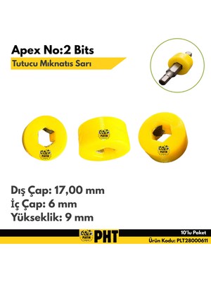 Platin Hırdavat Apex NO:2 Bits Tutucu Mıknatıs Halkası Sarıtornavida Ucu Mıknatısı 10 Adet PLT28000611