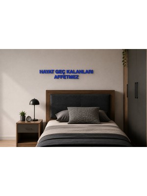 Boyutron Hayat Geç Kalanları Affetmez Modern 3D Baskı Dekoratif Duvar Yazısı Tablo - Navy Blue - 5 cm Yükseklik
