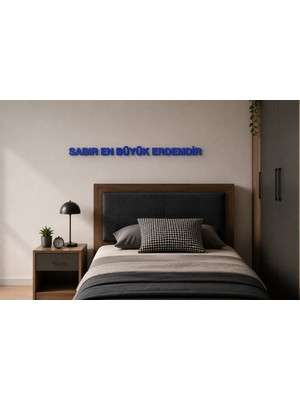 Boyutron Sabır En Büyük Erdemdir Modern 3D Baskı Dekoratif Duvar Yazısı Tablo - Navy Blue - 5 cm Yükseklik