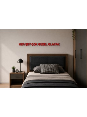 Boyutron Her Şey Çok Güzel Olacak Modern 3D Baskı Dekoratif Duvar Yazısı Tablo - Red - 5 cm Yükseklik