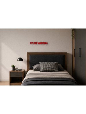 Boyutron Iyi Ki Varsın Modern 3D Baskı Dekoratif Duvar Yazısı Tablo - Red - 5 cm Yükseklik