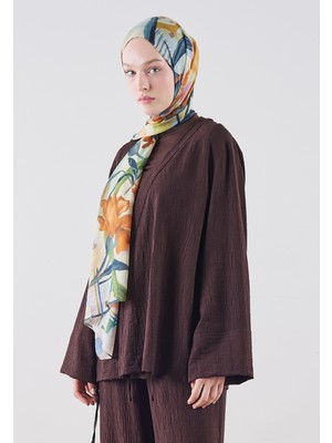 Fresh Scarfs Summer Reverie Desen Rami Viskon Şal Lacivert