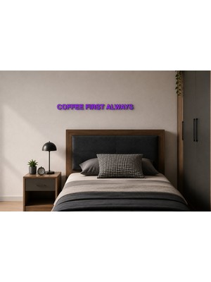 Boyutron Coffee Fırst Always Modern 3D Baskı Dekoratif Duvar Yazısı Tablo - Purple - 5 cm Yükseklik