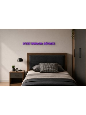 Boyutron Diyet Burada Sökmez Modern 3D Baskı Dekoratif Duvar Yazısı Tablo - Purple - 5 cm Yükseklik