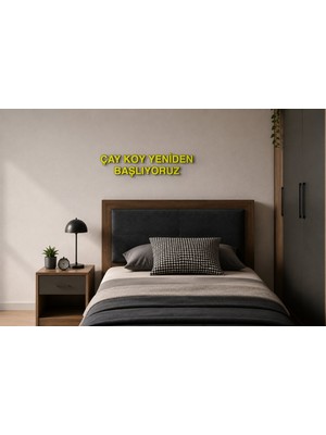 Boyutron Çay Koy Yeniden Başlıyoruz Modern 3D Baskı Dekoratif Duvar Yazısı Tablo - Yellow - 5 cm Yükseklik