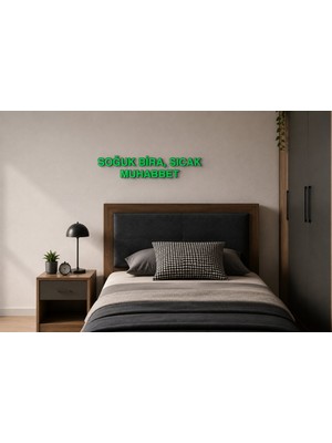 Boyutron Soğuk Bira, Sıcak Muhabbet Modern 3D Baskı Dekoratif Duvar Yazısı Tablo - Green - 5 cm Yükseklik