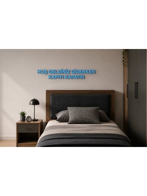 Boyutron Hoş Geldiniz Giderken Kapıyı Kapatın Modern 3D Baskı Dekoratif Duvar Yazısı Tablo - Sky Bkue - 5 cm Yükseklik