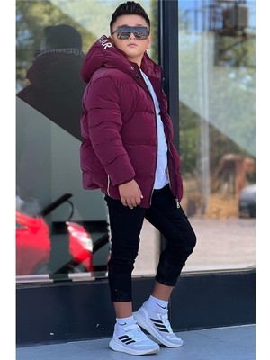 Pina Kids Erkek Çocuk Kapüşonlu Baskılı Reflöktör Detaylı Nova Kumaş Kışlık Şişme Mont KM4017