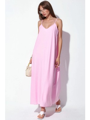 Hiccup Kadınlar Busem Kadın Düz Maxi Slip Elbise Allık Pembe