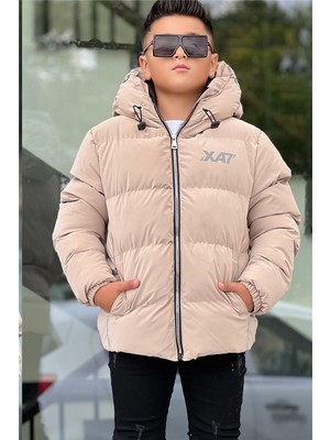Pina Kids Erkek Çocuk Kapüşonlu Baskılı Reflöktör Detaylı Nova Kumaş Kışlık Şişme Mont KM4017