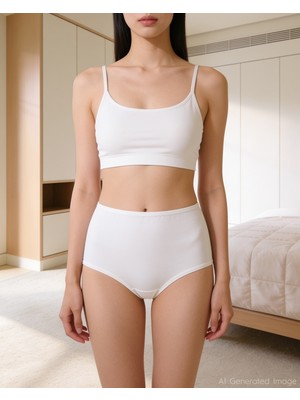 Bolero Kadın Bambu Yüksek Bel Slip Külot Beyaz