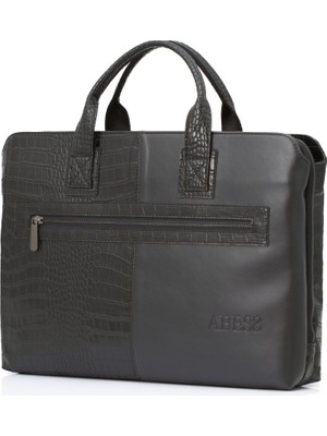 ABESS Premium Suni Deri Evrak Çantası - Lüks Vegan Deri Laptop Çantası 15.6 İnç Siyah (A5373S)