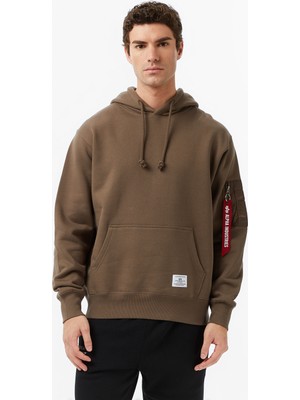 Alpha Industries Utility Pocket Erkek Kahverengi Hoodie