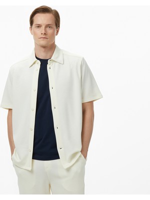 Nautica Erkek Krem Regular Fit Kısa Kollu Gömlek