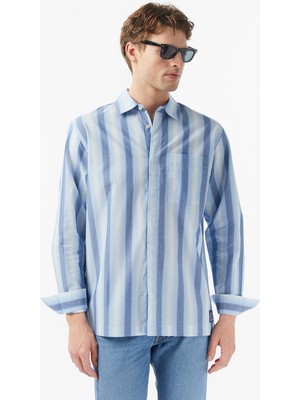 Scotch & Soda Scotch&soda Shadow-Stripe Relaxed-Fit Erkek Lacivert Gömlek