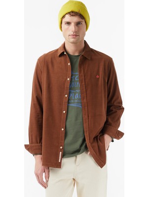 Scotch & Soda Scotch&soda Regular-Fit Corduroy Erkek Kahverengi Gömlek