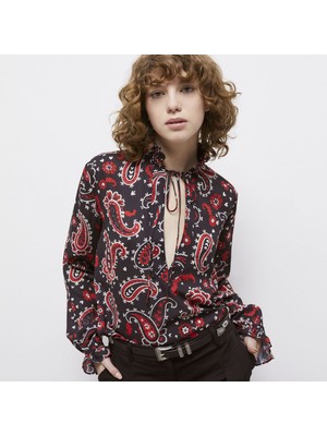 The Kooples Kadın Desenli Siyah Bluz