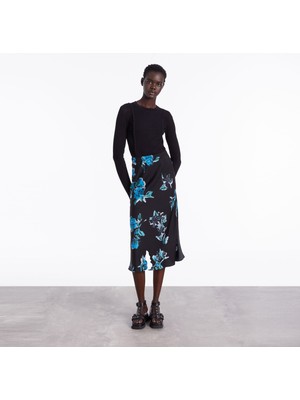 The Kooples Kadın Straıght Fıt Çiçek Desenli Siyah Etek