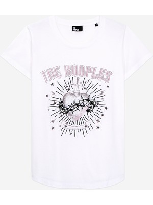 The Kooples Kadın Bisiklet Yaka Baskılı Beyaz T-Shırt