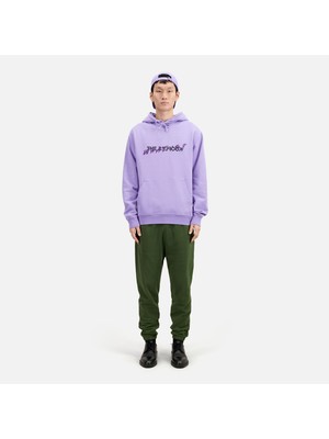 The Kooples Erkek Baskılı Kapüşonlu Mor Sweatshırt