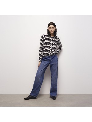 The Kooples Kadın Panter Baskılı Siyah Bluz