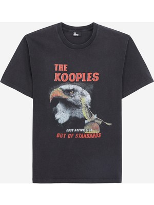 The Kooples Erkek Baskılı Kısa Kollu Bisiklet Yaka Siyah T-Shırt