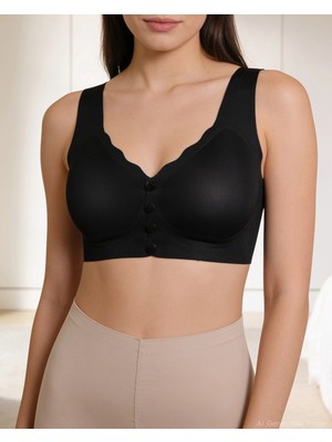 Bolero Lazer Kesim Dikişsiz Çıtçıtlı Hayalet Sütyen Siyah