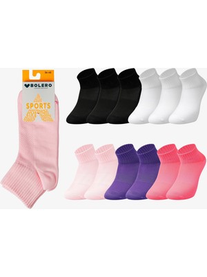 Bolero Kadın Dikişsiz Dry Fit 12'li Kısa Spor Çorap Mix Asortili