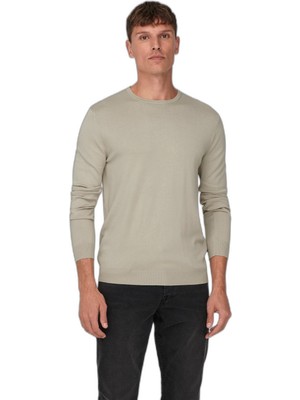 Only & Sons Onswyler Lıfe Reg 14 Ls Crew Knıt Noos Erkek Bej Kazak - 22020088