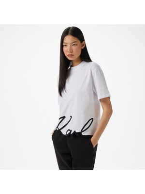 Karl Lagerfeld Kadın Beyaz T-Shirt
