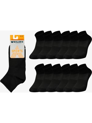Bolero Kadın Dikişsiz Dry Fit 12'li Kısa Spor Çorap Siyah