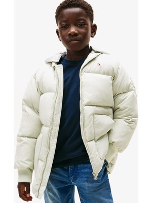 Tommy Hilfiger Flag Down Çocuk Puffer Krem Mont