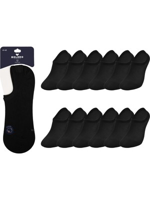 Bolero Unisex Premium Dikişsiz Görünmez 12'li Çorap Siyah