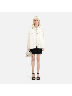 The Kooples Kadın Zımbalı Beyaz Yün Ceket