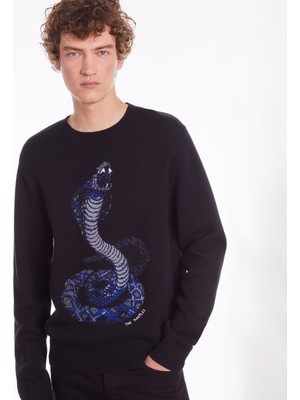 The Kooples Erkek Comfort Fıt Bisiklet Yaka Siyah Kazak