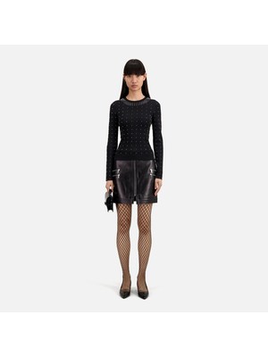 The Kooples Kadın Zımba Detaylı Bisiklet Yaka Siyah Kazak