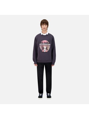 The Kooples Erkek Baskılı Bisiklet Yaka Gri Sweatshırt