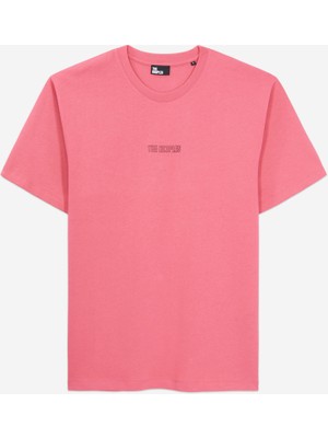 The Kooples Erkek Bisiklet Yaka Kısa Kollu Baskılı Pembe T-Shırt