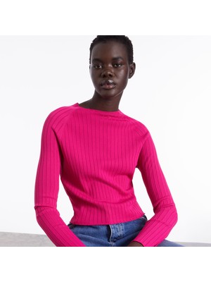 The Kooples Kadın Bisiklet Yaka Çizgili Pembe Kazak