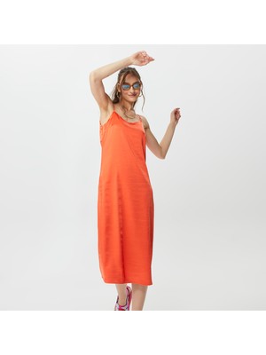 Only Onlmayra Slip Tie Satin Kadın Turuncu Elbise