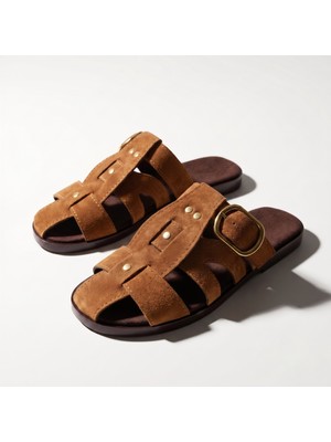 Topuktrend Kadın Süet Terlik Gold Tokalı Terlik, Yumuşak Tabanlı Şık Günlük Rahat Yazlık Casual Sandal Terlik Siyah, Kahverengi, Taba, Siyah