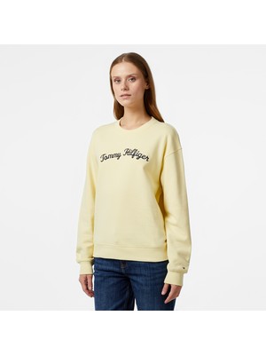Tommy Hilfiger Script Kadın Sarı Sweatshirt